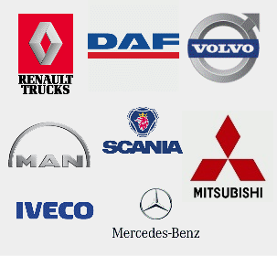 Stocking; Renault trucks, DAF, Volvo, MAN, Scania, Mitsubishi, Iveco and Mercedes-Benz